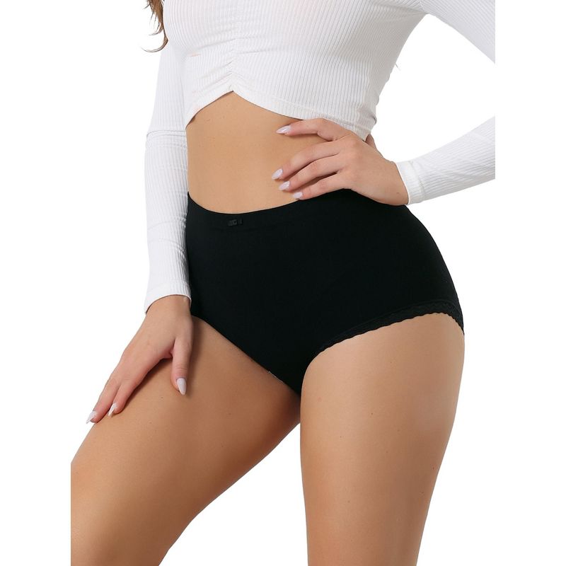 Allegra K Women's Breathable Soft High Waist Stretch Comfortable Tummy Control Briefs, 1 of 5