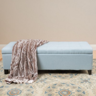 Syemin Ottomans and Benches Upholstered Storage Ottoman Bench, Entryway Bench, End of Bed Bench, Ottoman Foot Rest, Blue, 50.75"*19.25"*16.25"