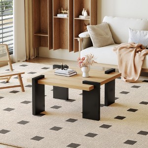 31.5" MDF Square Coffee Table with Tenon & Mortise Structure, Felt Pads and Modern Minimalist Design - 1 of 4