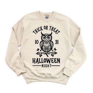 Simply Sage Market Women's Graphic Sweatshirt Trick Or Treat Owl - 1 of 2
