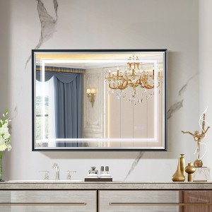 Whisen Touchable LED Bathroom Vanity Wall Mirror with HD Float Glass, Beveled Edge, Aluminum Frame and Anti-Fogging, 40"x30” - 1 of 4