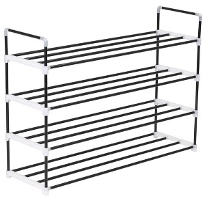 vidaXL Shoe Rack Black Metal and Plastic Medium Shoe Rack Rectangular - 1 of 4