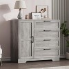 43.3" H Armoire Wardrobe Closet with 4 Drawers & Hanging Rod, Multifunctional Wood Storage Cabinet for Bedroom, Grey - 2 of 4