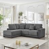 GDFStudio Hallie Modern 93" 3-Seater L Shaped Reversible Rubberwood Corduroy Upholstered Sectional Sofa with Thick Cushion - 2 of 4