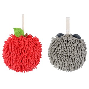 REGALWOVEN 2 Pcs Comfortable Soft Absorbent Chenille Fuzzy Hand Towels - 1 of 4