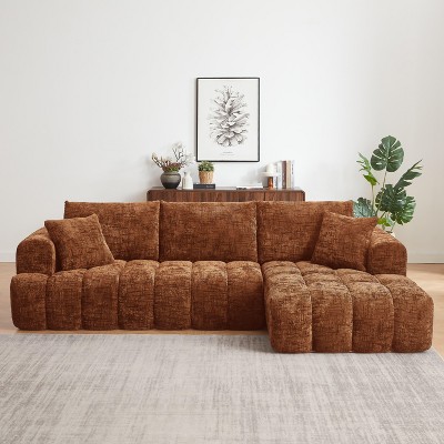 Dolonm Chenier L-shaped Combination Sofa with Side Lounge Chair,Compression Boneless Sofa,No Assembly Required,for Living Room,Bedroom