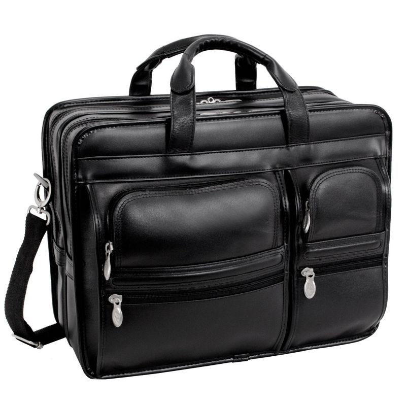 McKlein Clinton   Leather Patented Detachable Wheeled Laptop Bag - Black, 5 of 11
