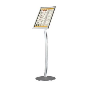 M&T Displays 8.5 x 11 Inch Freestanding Pedestal Snap Open Arc Rotating Orientation Restaurant Menu Signage Holder with Heavy Base - 1 of 4