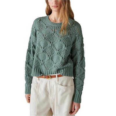 Lucky Brand Womens Open Stitch Pullover Sweater