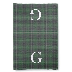 Personalization Mall Christmas Plaid Waffle Weave Kitchen Towel, Green Plaid - 1 of 4