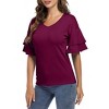 BLUEMING Womens Flutter Elbow Sleeve Shirts V Neck Tee Blouse Pagoda Sleeve T-Shirts Summer Tee Blouse Flowy Tops - 3 of 4