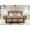 Platform Bed Frame with Cane Headboard, Boho Rattan Style, Strong Metal Slats, Noise-Free, No Box Spring Needed - 3 of 4
