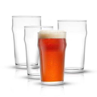 JoyJolt Grant Beer Glasses - Set of 4 - Traditional Pub Glass 1.2 Pint Capacity Beer Glass  - 19 oz