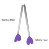 Unique Bargains Stainless Steel Silicone Tips Heart Shape Food Tongs - 4 of 4
