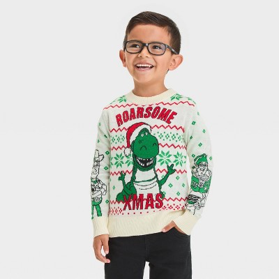 Disney Brandclub Toddler Boys Disney Toy Story Christmas Pullover Sweater Cream 4T