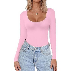 Ekouaer Women Long Sleeve Shirt Scoop Neck Tops Slim Fit Basic Top Thermal Undershirts Base Layer Tee - 1 of 4