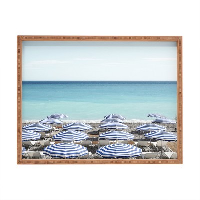 Henrike Schenk - Travel Photography Blue Beach Umbrellas Photo Rectangular Tray -Deny Designs