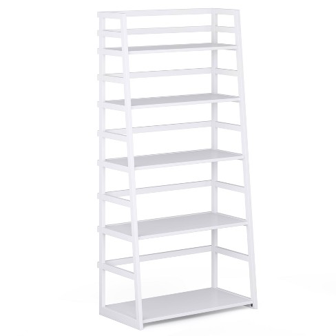 Bookshelf White Book Shelf Ladder Bookcase Tall Bookcases Industrial B —  MCombo