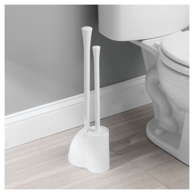 iDESIGN Una Slim Toilet Bowl Brush And Holder Set White, 4 of 6