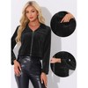 Allegra K Women's Velvet Long Sleeve Zip Up Collar Cropped Casual Jackets - 2 of 4