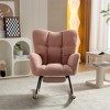 Aukfa Soft Teddy Fabric Rocking Chair w/Pocket - Ergonomic Nursery Glider, Solid Wood Base, 256LB Capacity for Living Room & Bedroom - 3 of 4
