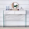 DOMETOUR White MDF Minimalist Dresser Desk with Double Drawers, Desktop Computer Table, Simple Design for Various Home Styles - 3 of 4