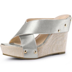 Perphy Women's Open Toe Platform Linen Slide Wedge Heel Sandals - 1 of 3