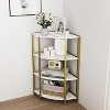 VYNXARIA Compact 4 - Tier Corner Decorative Bookshelf: Stand - Alone Wooden Rack in Brown - 2 of 4