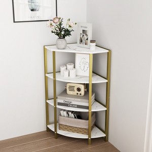 TOAOTBNBO 4-Tier Small Bookcase, Freestanding Bookshelves with Storage Cabinet, Home Office Corner Book Shelf, White - 1 of 4