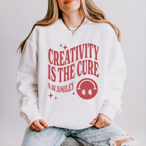 S.W.Smiley Creativity Is The Cure - Women's Lightweight Garment Dyed Sweatshirt - 1 of 4
