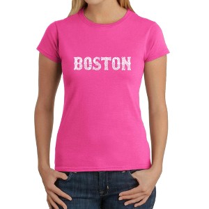 LA Pop Art Women's Word Art T-Shirt - BOSTON NEIGHBORHOODS - 1 of 4