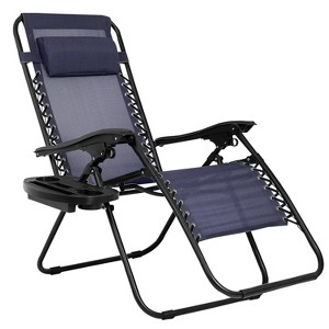 FDW Foldable Zero Gravity Chair Lounge Patio Chaise with Cup Holder Tray - 1 of 4