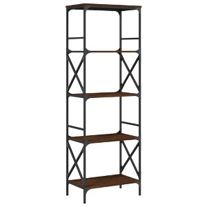 vidaXL 5-Tier Brown Oak Engineered Wood Bookshelf - Spacious Bookcase Display Cabinet with Adjustable Feet - 1 of 4