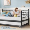 Twin Daybed with Pull-Out Trundle, Stylish Headboard and Metal Slats - 3 of 4