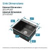 Gulches 23"x19" Black Undermount Single Bowl Kitchen Sink, 20 Gauge 304 Stainless Steel, with US Standard Drain & Hook - 4 of 4