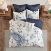 AENKYO 7-Piece Farmhouse Seersucker,Comforter Set with Throw Blanket, Floral Print Blue All-Season Bedding, Full/Queen,Size with Shams & Pillows - 2 of 4