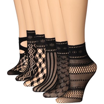 Women's 6 Pack Colorful Patterned Lace Anklet Socks with Ruffled Trim