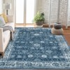 Coolmee Washable Area Rug Living Room Floral Non Slip Large Rug Vintage Traditional Stain Resistant Distressed Carpet Bedroom Dining RoomGreen - 2 of 4