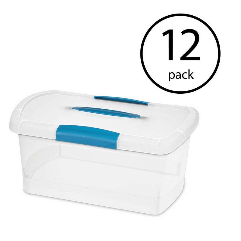 Sterilite Medium Nesting ShowOffs, Stackable Small Storage Bin with Latching Lid and Handle, Plastic Container to Organize Home, Clear, 12-Pack, 2 of 4