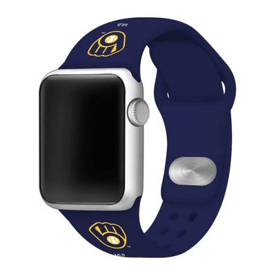 MLB Milwaukee Brewers Apple Watch Compatible Silicone Band 38mm - Blue