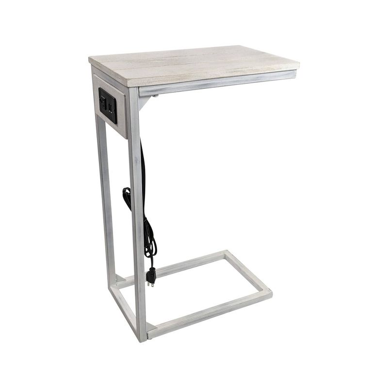 Chloe Laptop Table with USB Ports Whitewash - Carolina Chair &#38; Table, 1 of 8