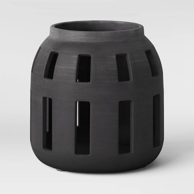 Small Ceramic Earthenware Cutout Design Outdoor Lantern Black - Opalhouse™