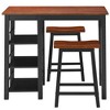 Costway 3-Piece Counter Height Dining Table Set w/2 Saddle Stools&Storage Shelves Walnut - 4 of 4
