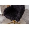 TiramisuBest Modern Black Faux Fur Makeup Vanity Chair, Metal Frame, Adjustable Height, Golden Castors - 4 of 4