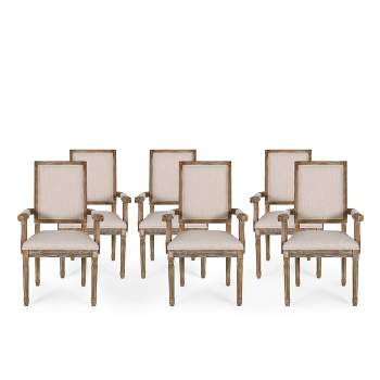 Set of 6 Maria French Country Wood Upholstered Dining Chairs - Christopher Knight Home