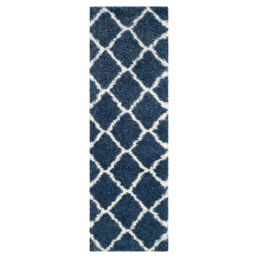 2'3inx7' Runner Montreal Shag Rug Blue/Ivory - Safavieh