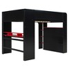 Whisen Full Size Wood Bunk Bed with Height-Adjustable Desk, Wardrobe, Ample Storage Space, RGB Light - 3 of 4