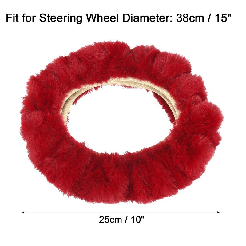 Unique Bargains Soft Faux Wool Steering Wheel Cover Universal 15 inches for Car, 2 of 7