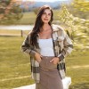 Women's Tan Plaid Collared Plaid Shacket with Fuzzy Lining - Cupshe - 2 of 4