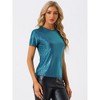 Allegra K Women's Party Metallic Short Sleeve Textured Shiny T-shirts - 2 of 4
